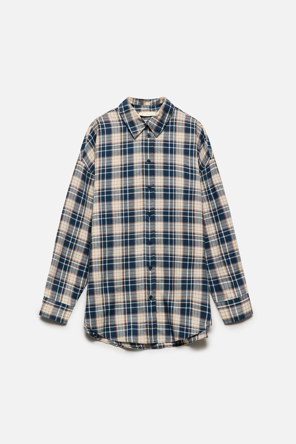Рубашка oversize хлопковая в клетку - цвет синий - 9