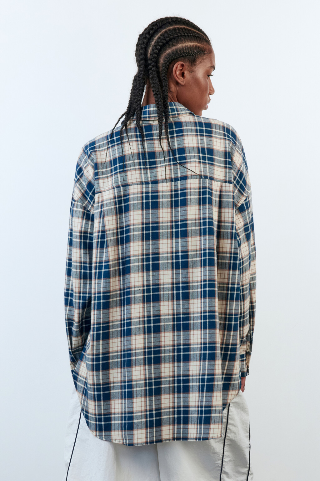 Рубашка oversize хлопковая в клетку - цвет синий - 6