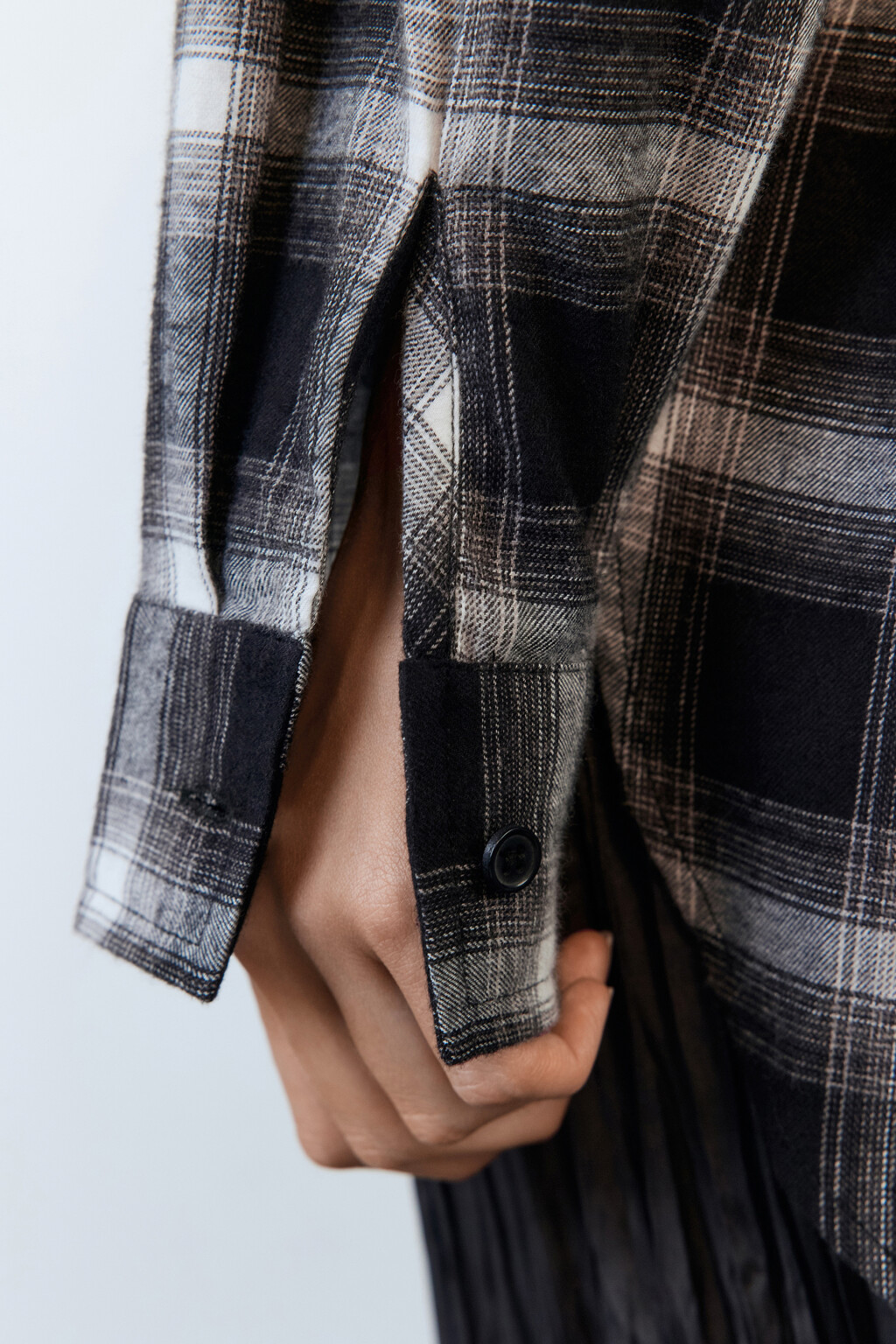 Рубашка oversize хлопковая в клетку - цвет черный - 7
