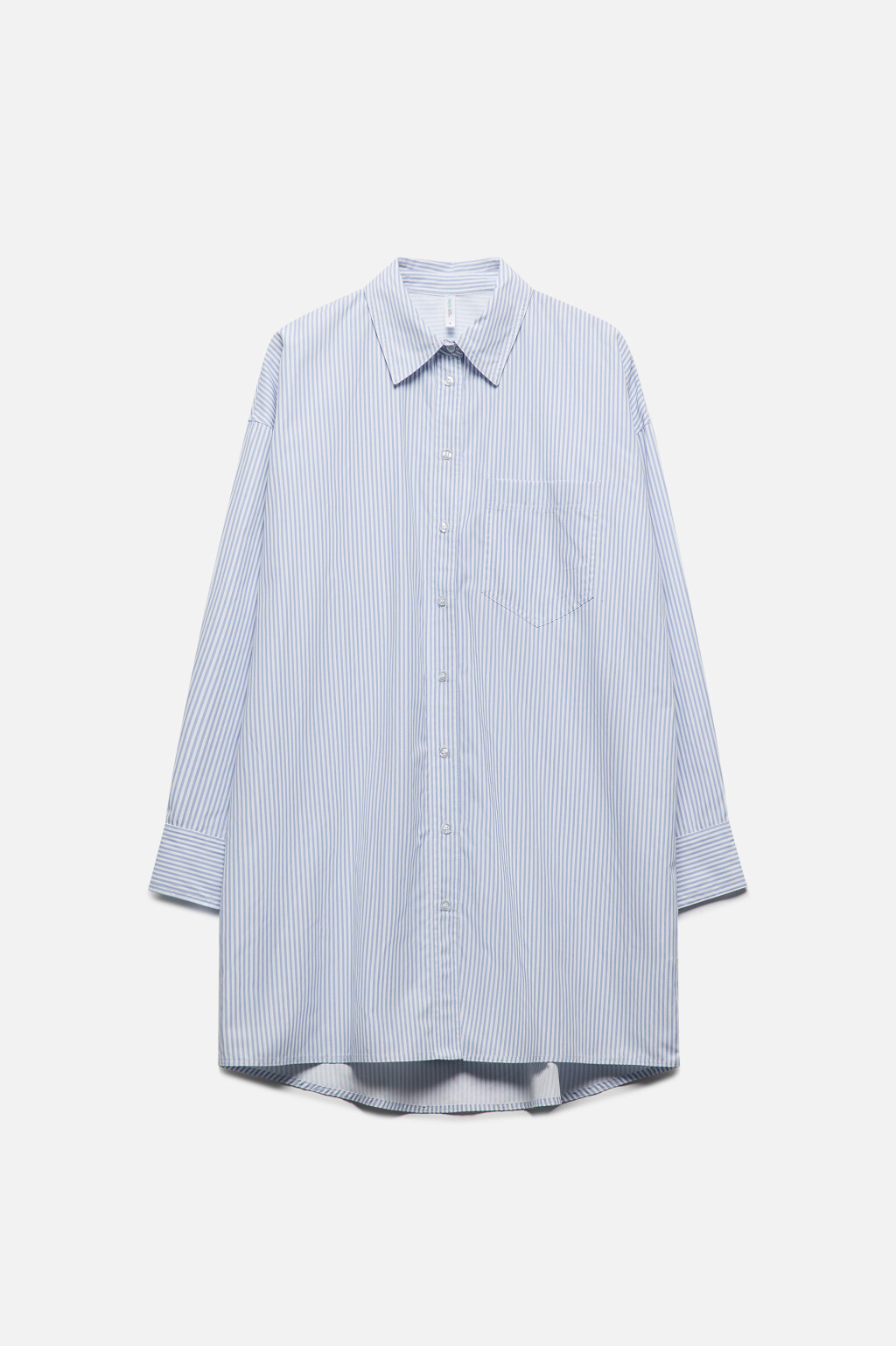 Рубашка oversize удлиненная с нагрудным карманом - цвет голубой - 9