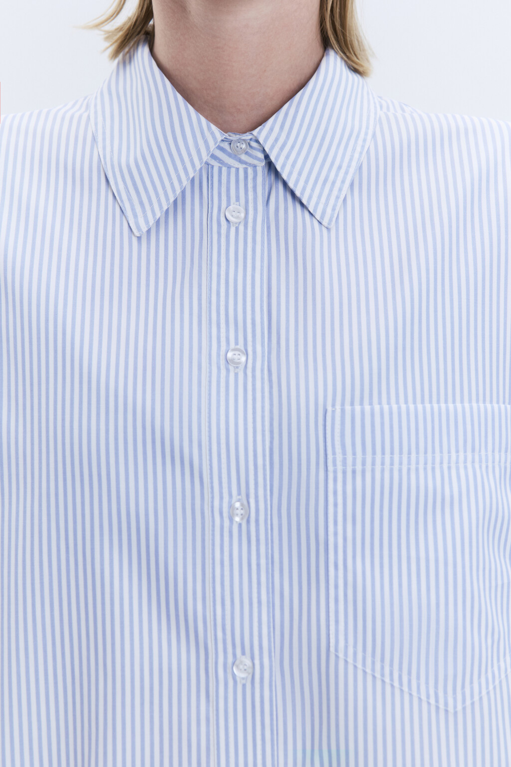 Рубашка oversize удлиненная с нагрудным карманом - цвет голубой - 8