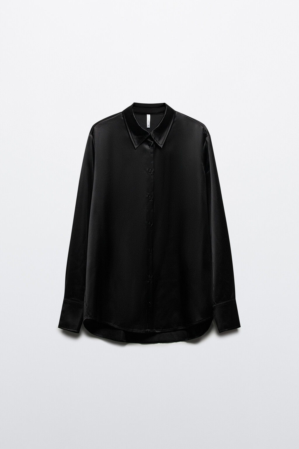 Блузка атласная с длинными рукавами - цвет черный - 9
