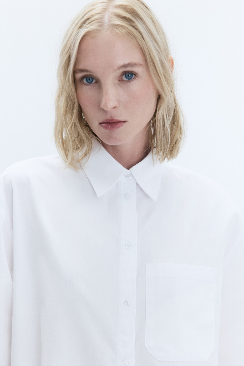 Рубашка oversize хлопковая с широкими манжетами - цвет белый - 6