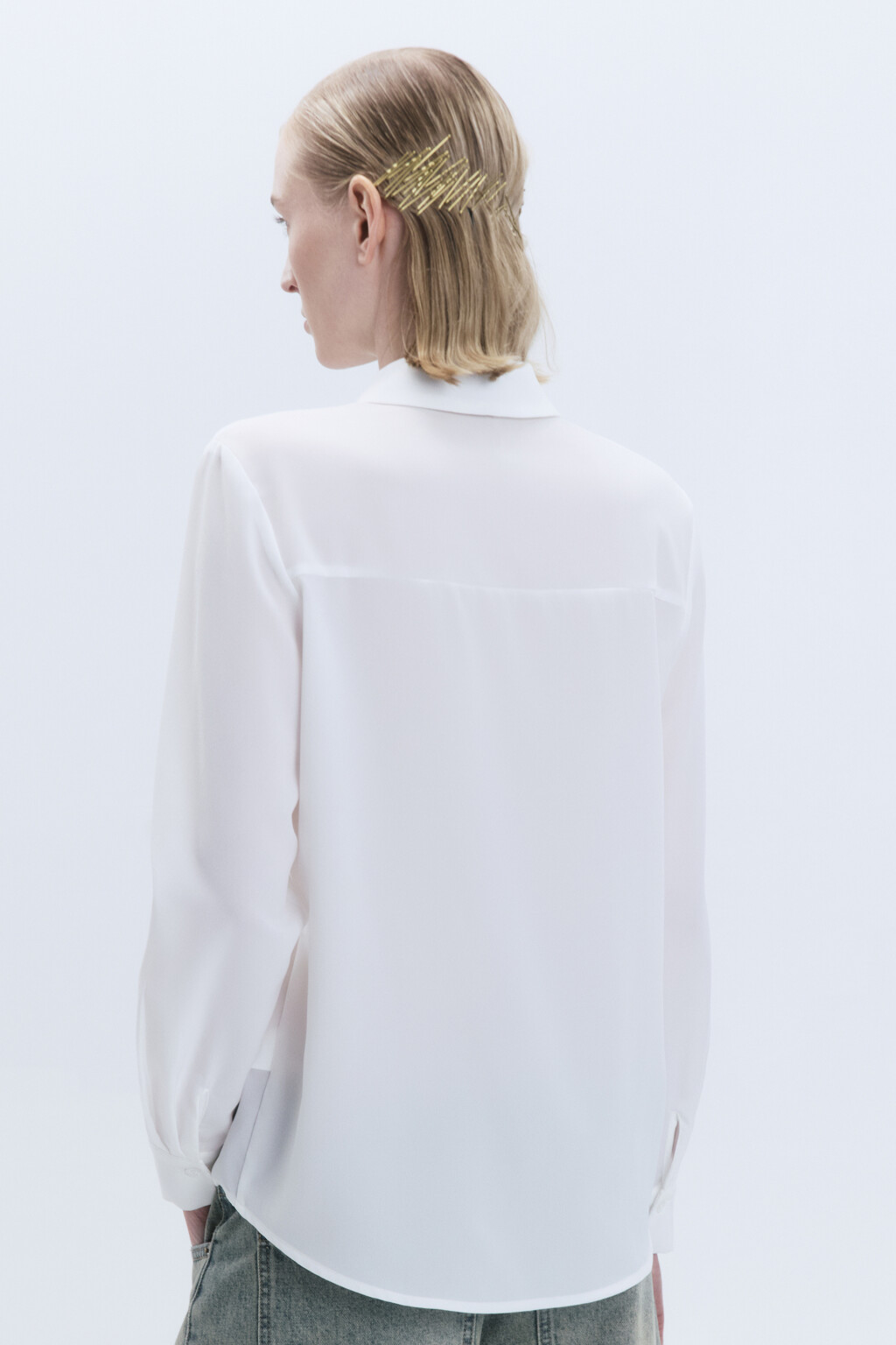 Блузка с длинными рукавами и галстуком - цвет белый - 6