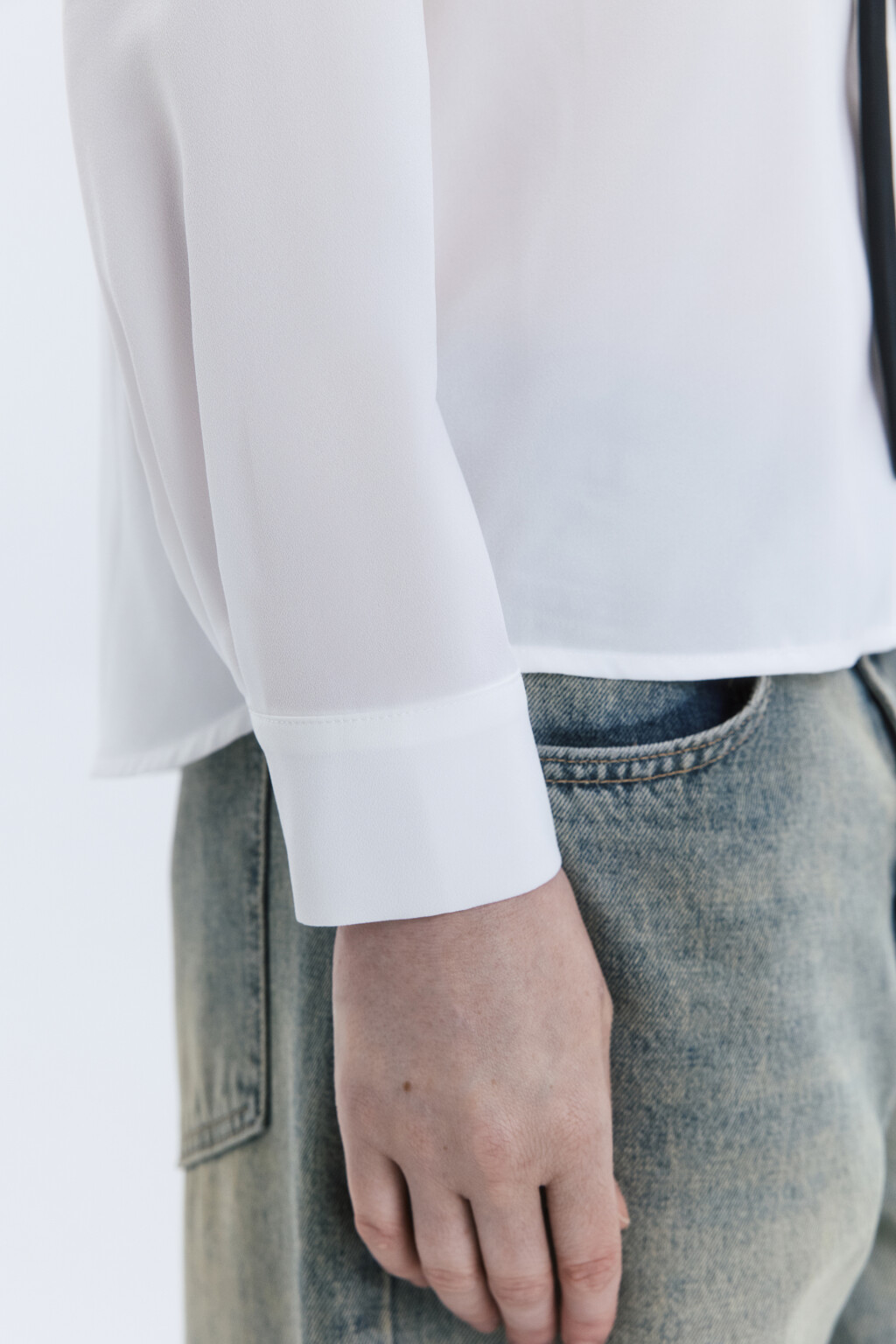 Блузка с длинными рукавами и галстуком - цвет белый - 7