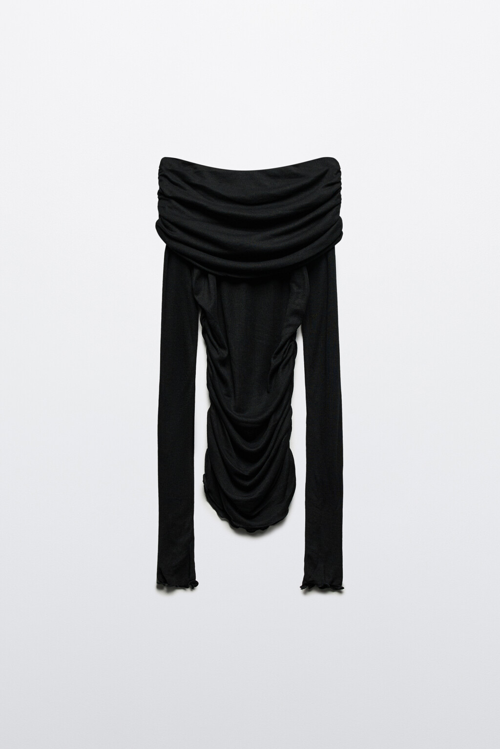 Топ off shoulders с длинными рукавами - цвет черный - 8