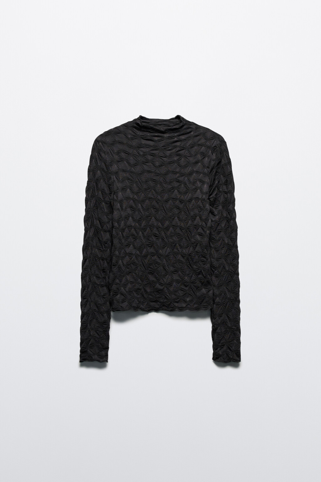 Лонгслив из жатой ткани с воротником-стойкой - цвет серый - 7