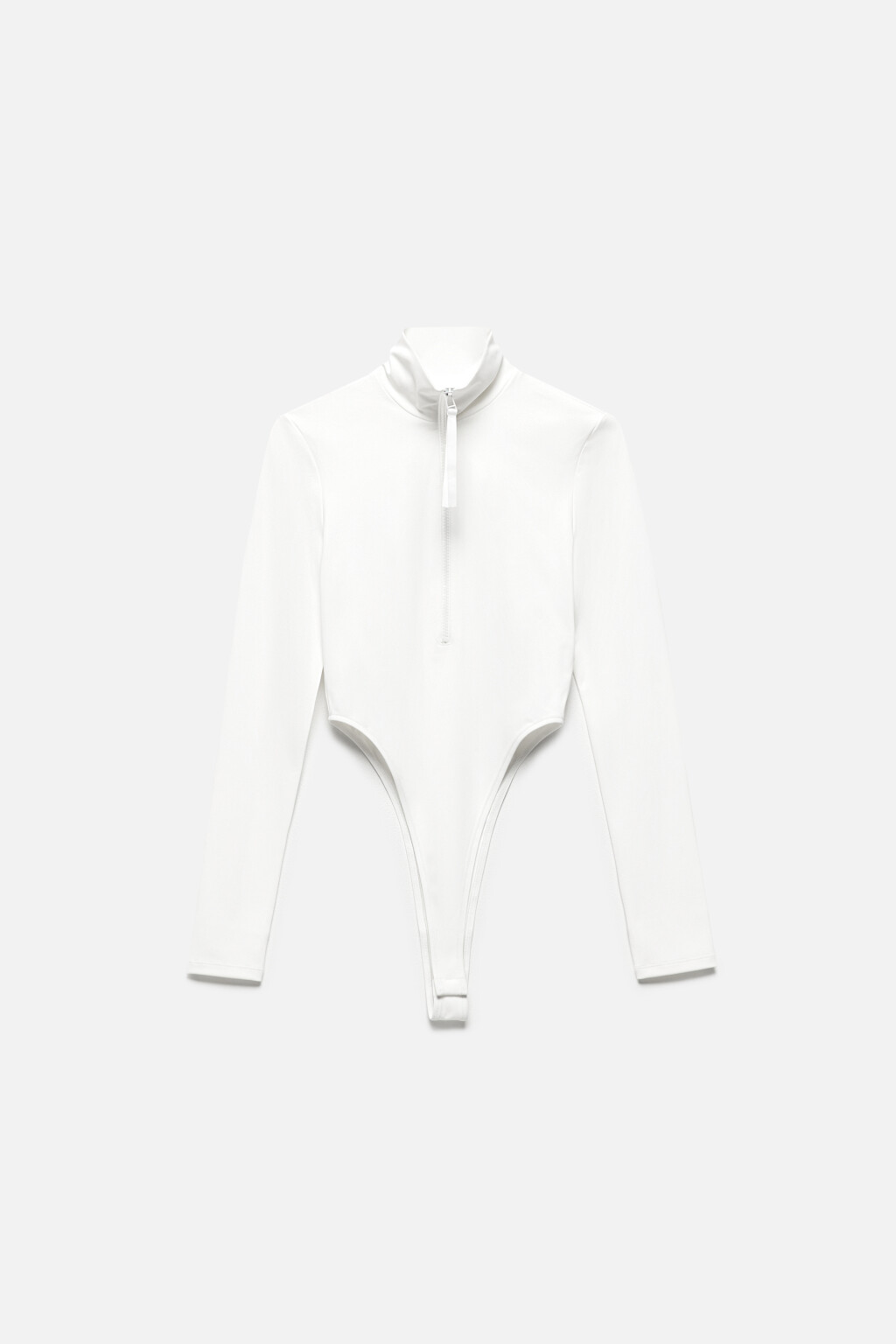 Блузка-боди с воротником-стойкой на молнии - цвет белый - 8