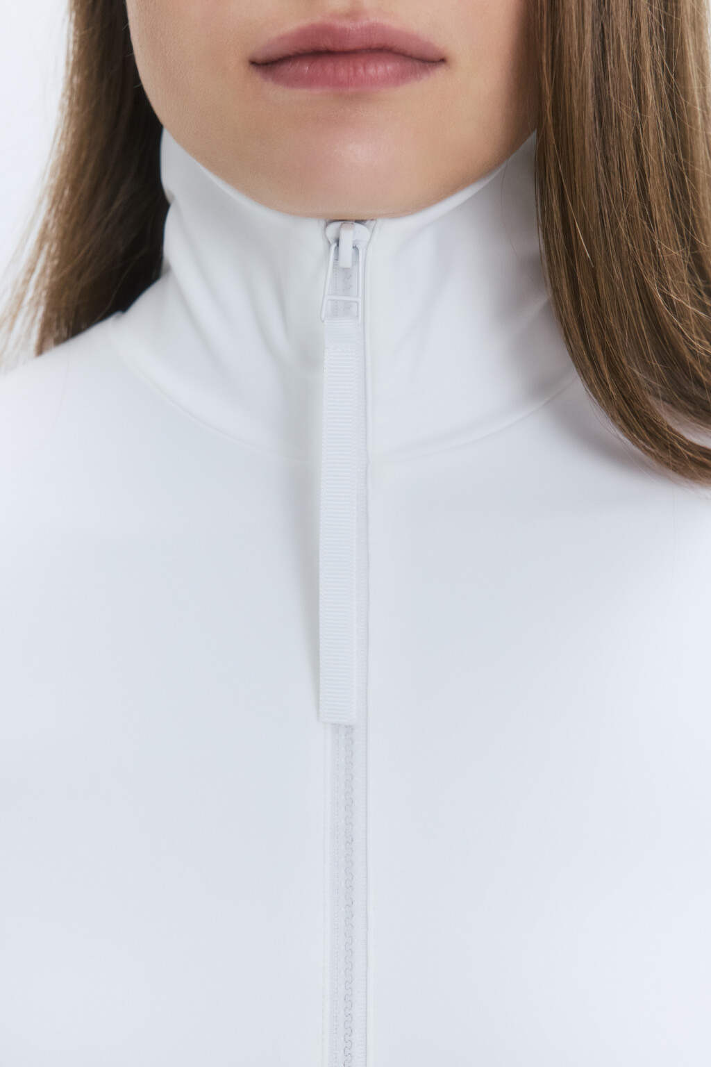 Блузка-боди с воротником-стойкой на молнии - цвет белый - 6