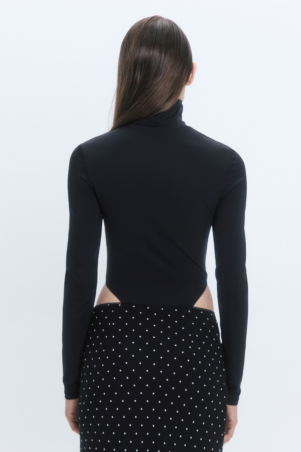 Блузка-боди с воротником-стойкой на молнии - цвет черный - 4