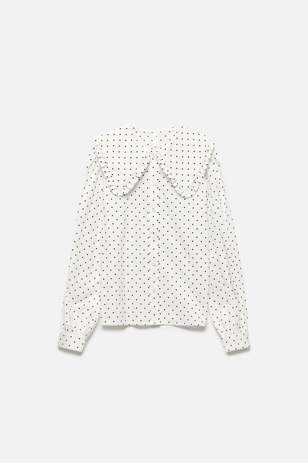 Блузка в горох с широким воротником и оборками - цвет белый - 9