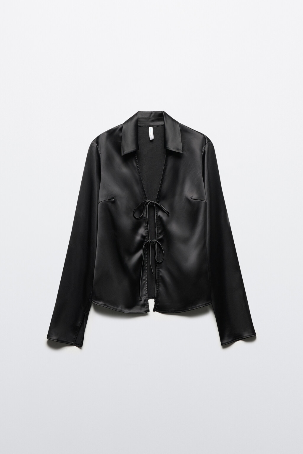 Блузка сатиновая с завязками - цвет черный - 10