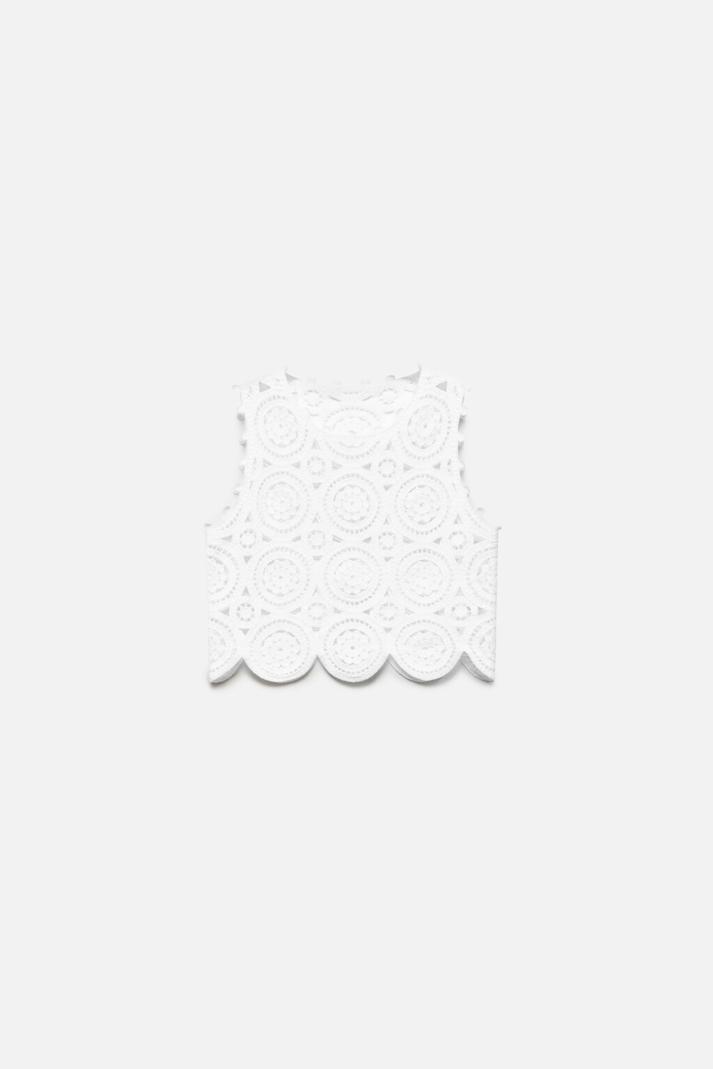 Жилет вязаный ажурный в стиле бохо - цвет молочный - 8