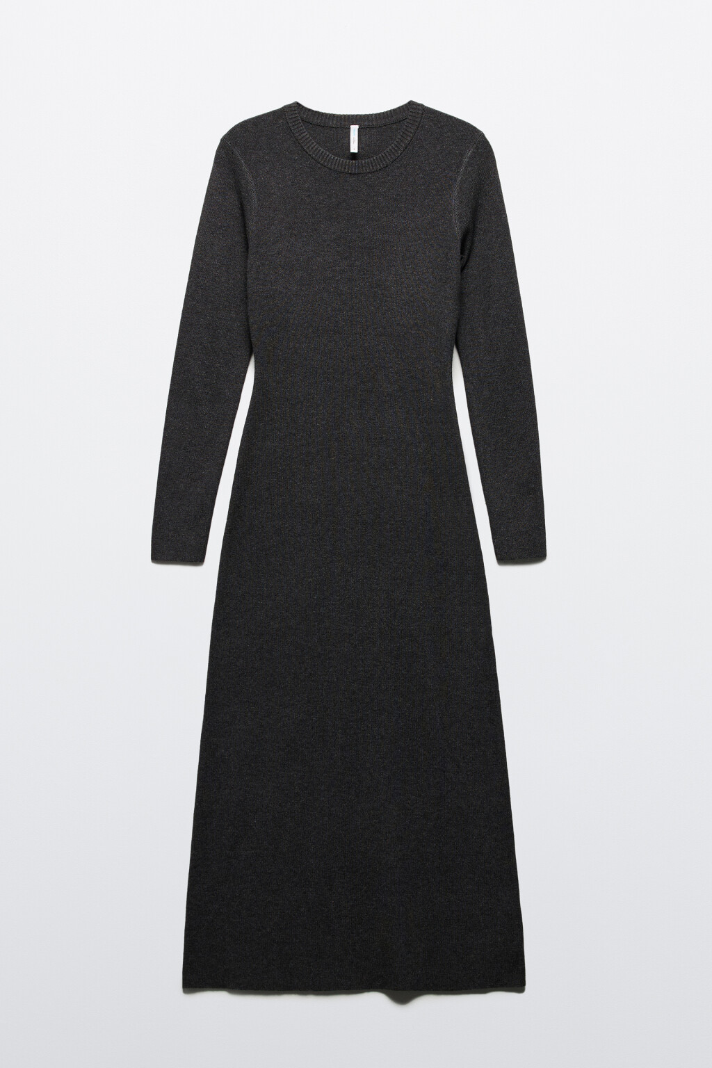 Платье миди вязаное с длинными рукавами - цвет серый - 8