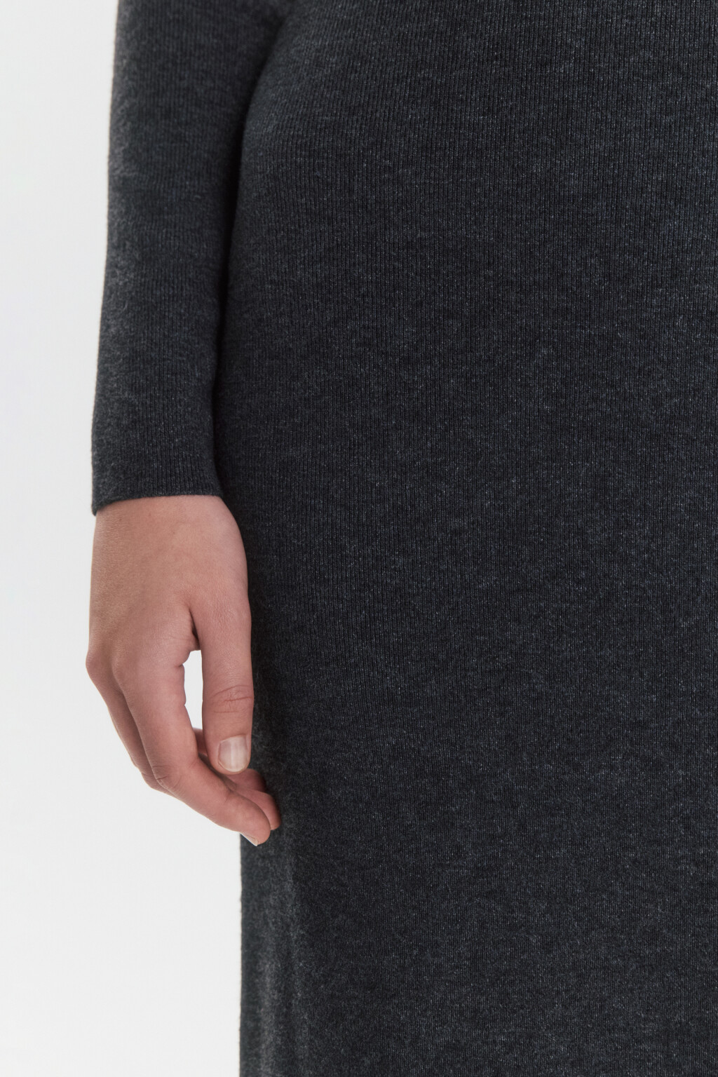 Платье миди вязаное с длинными рукавами - цвет серый - 7