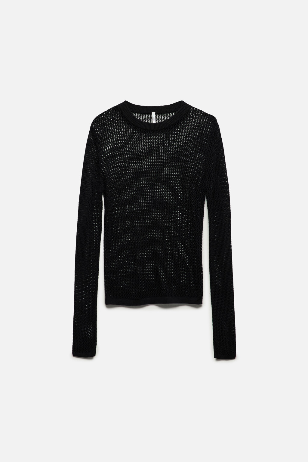 Джемпер полупрозрачный из ажурной ткани - цвет черный - 8