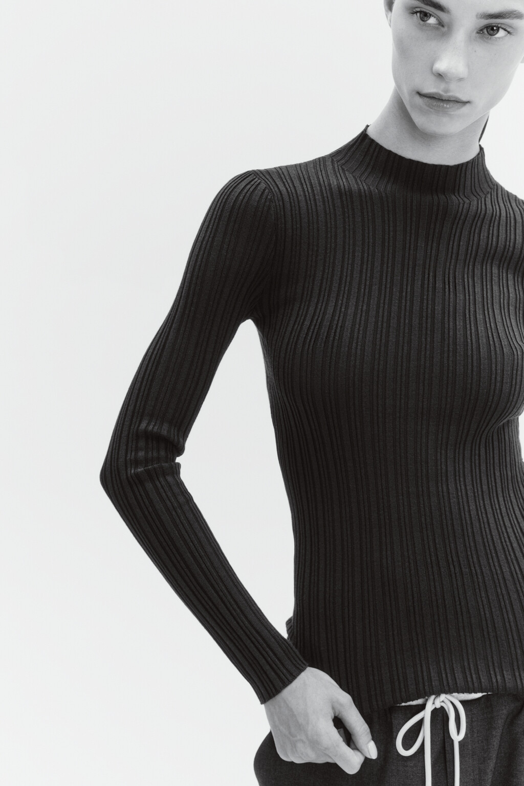 Водолазка вискозная с коротким воротником - цвет серый - 5