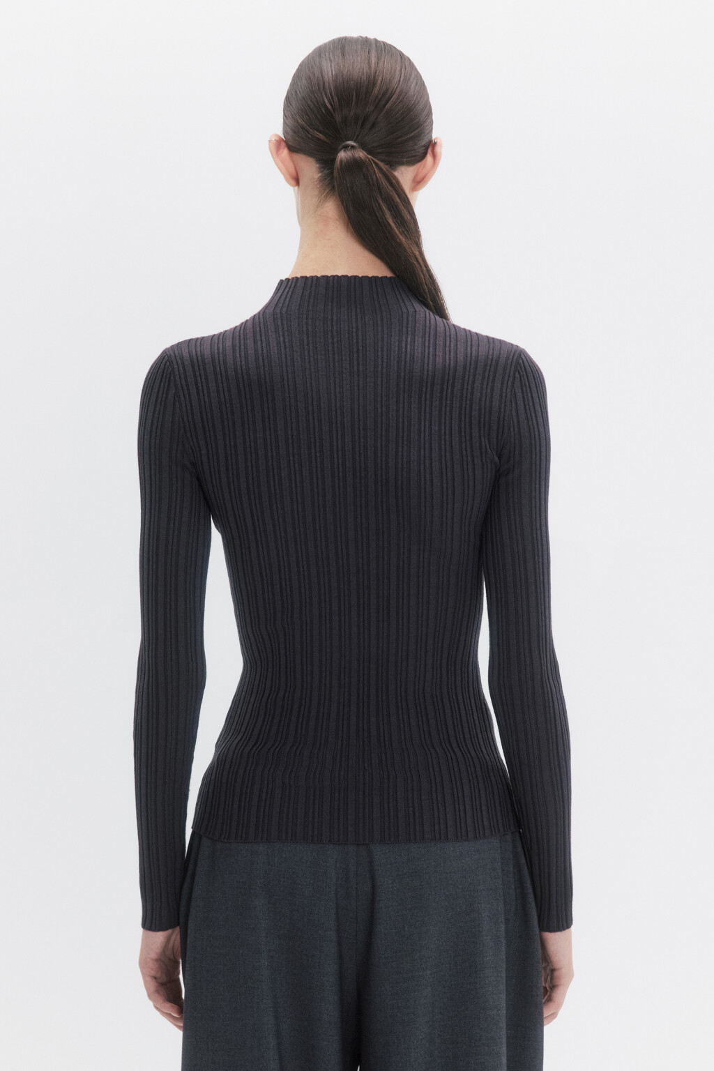 Водолазка вискозная с коротким воротником - цвет серый - 3