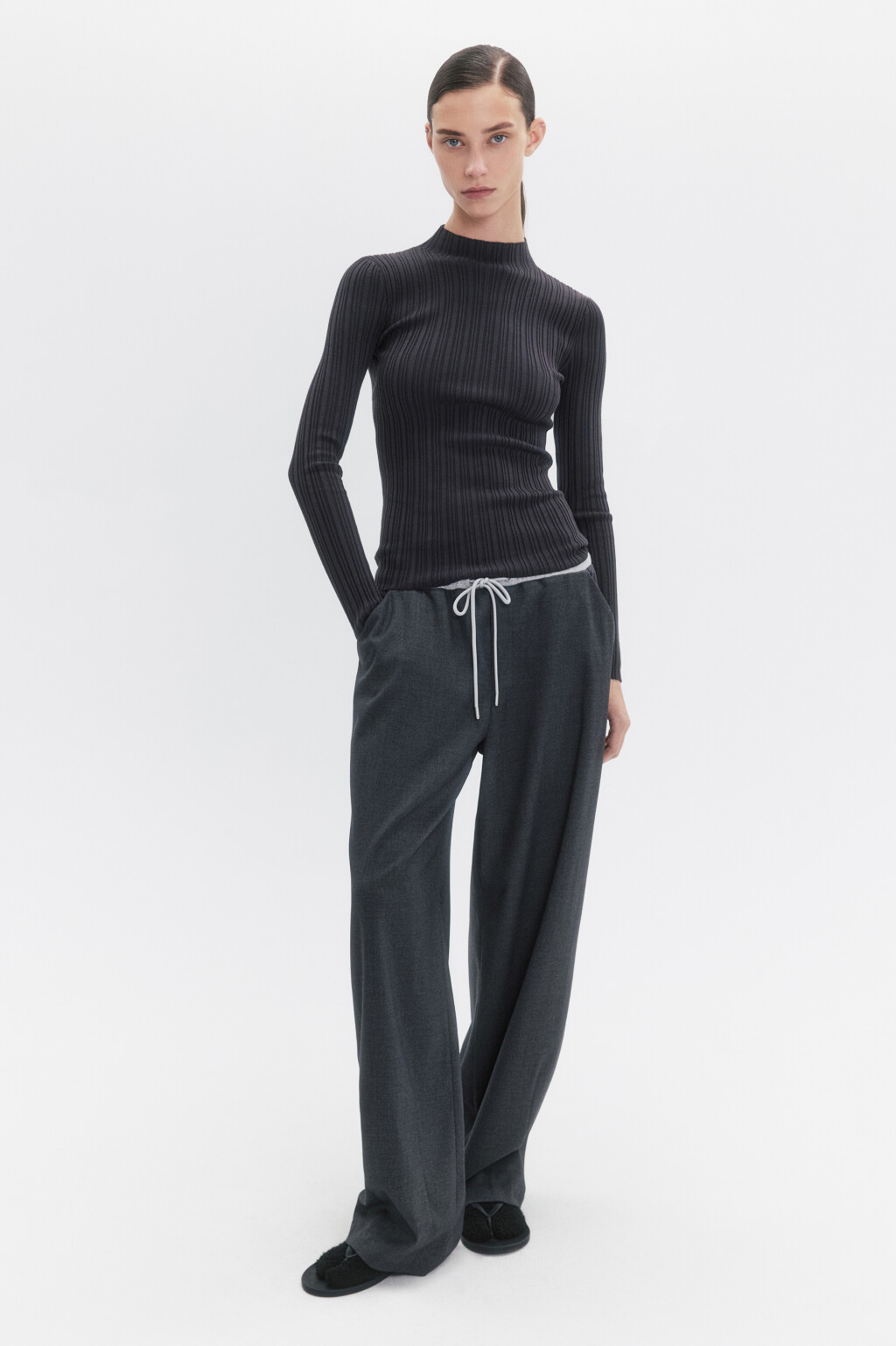 Водолазка вискозная с коротким воротником - цвет серый - 4