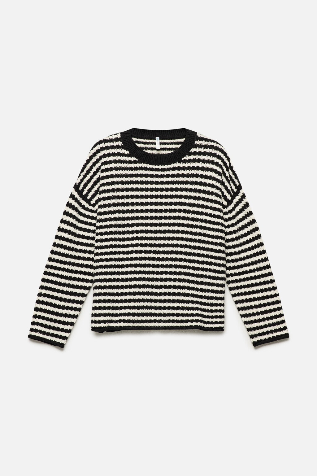 Джемпер вязаный ажурный в полоску - цвет белый - 9