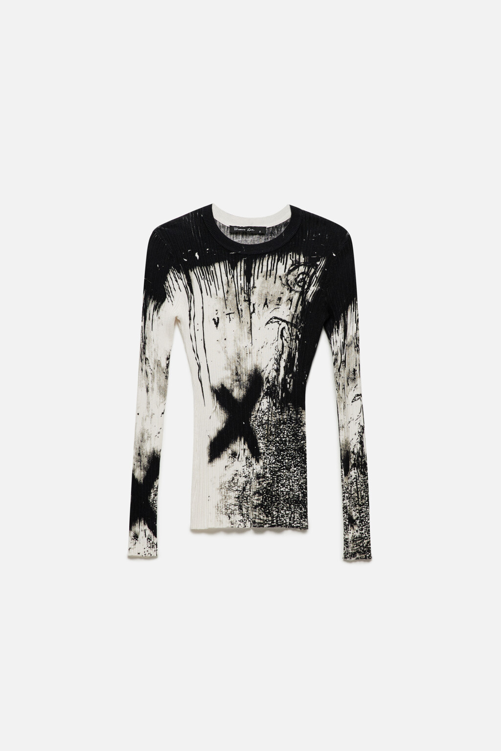 Джемпер тонкой вязки с гранж-принтом - цвет черный - 9