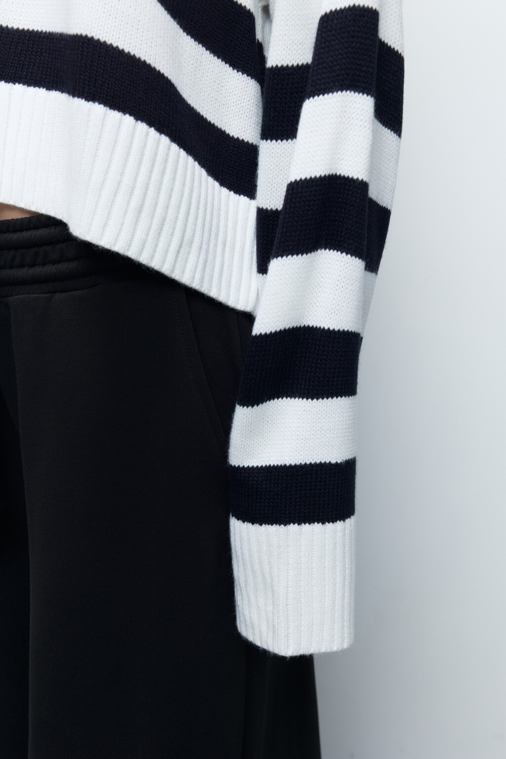 Джемпер вязаный в полоску с отложным воротником - цвет синий - 7