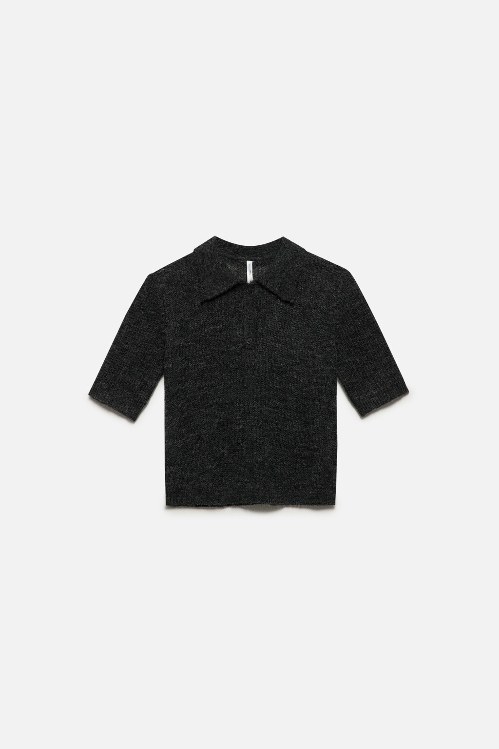 Футболка-поло укороченная вязаная с шерстью - цвет серый - 9