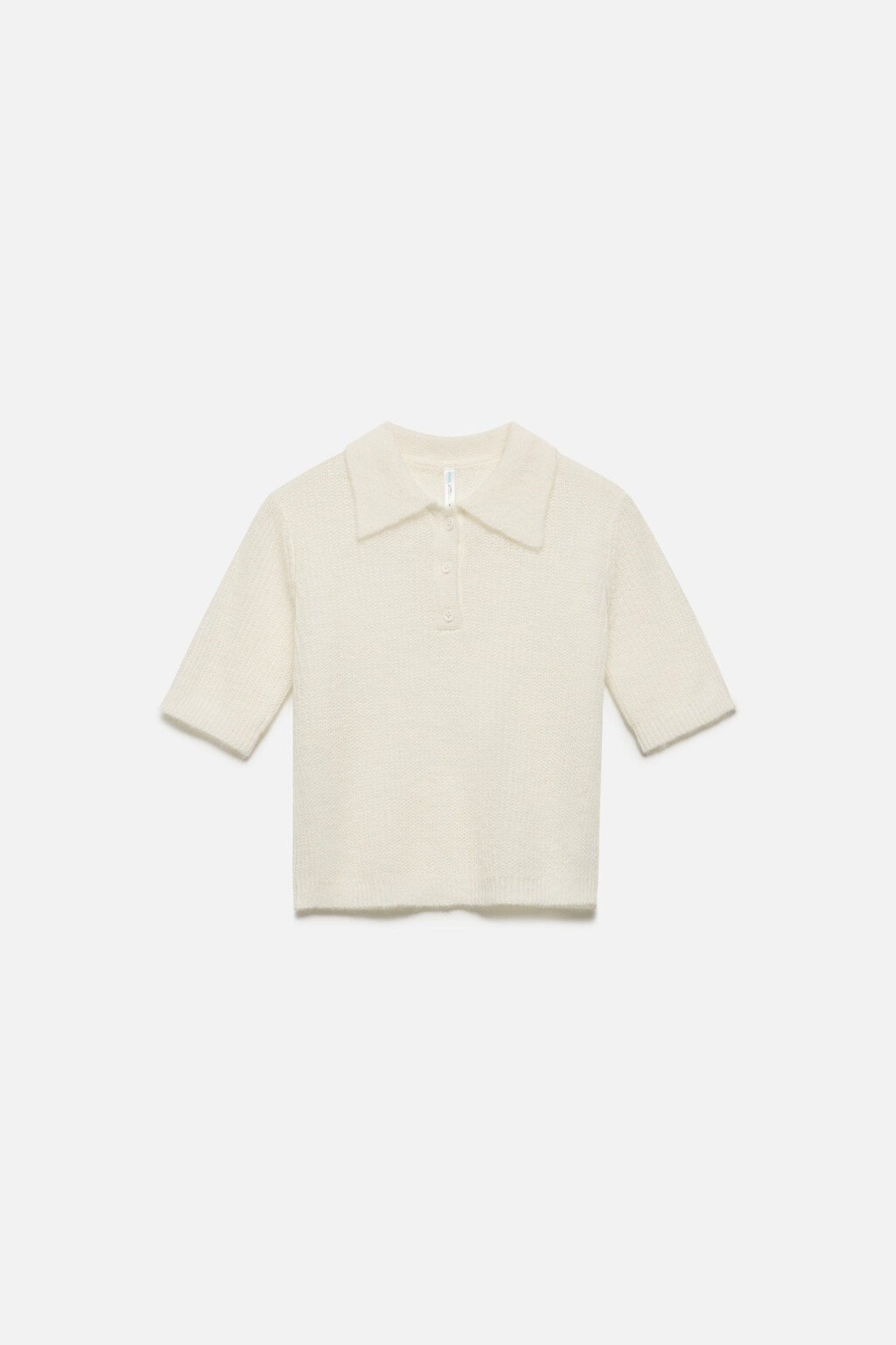Футболка-поло укороченная вязаная с шерстью - цвет молочный - 9