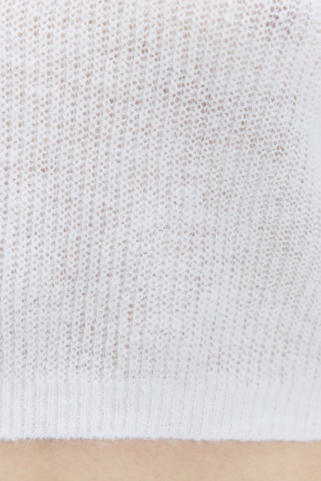 Футболка-поло укороченная вязаная с шерстью - цвет молочный - 8