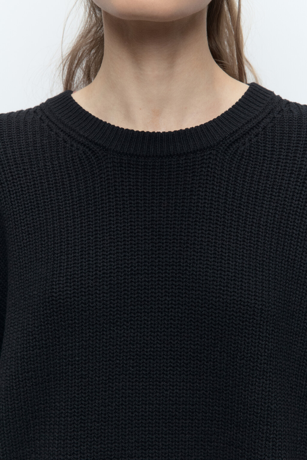 Джемпер вязаный рваный с имитацией рубашки - цвет черный - 7