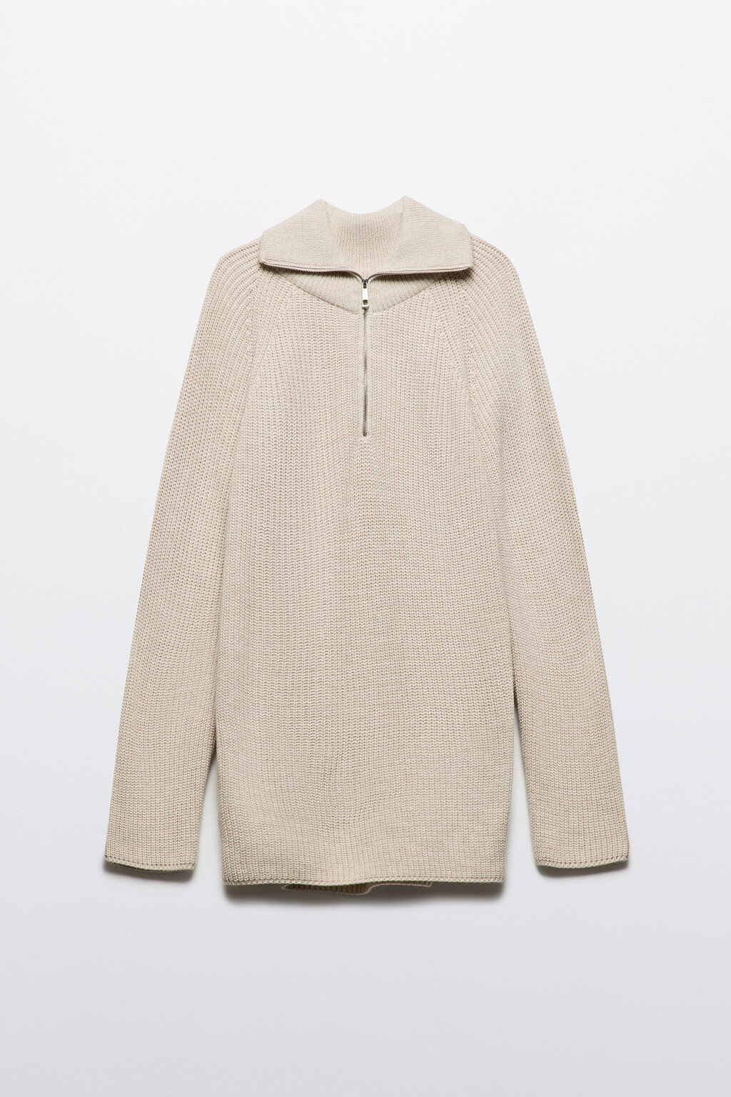 Свитер вязаный с воротником-стойкой на молнии - цвет бежевый - 11
