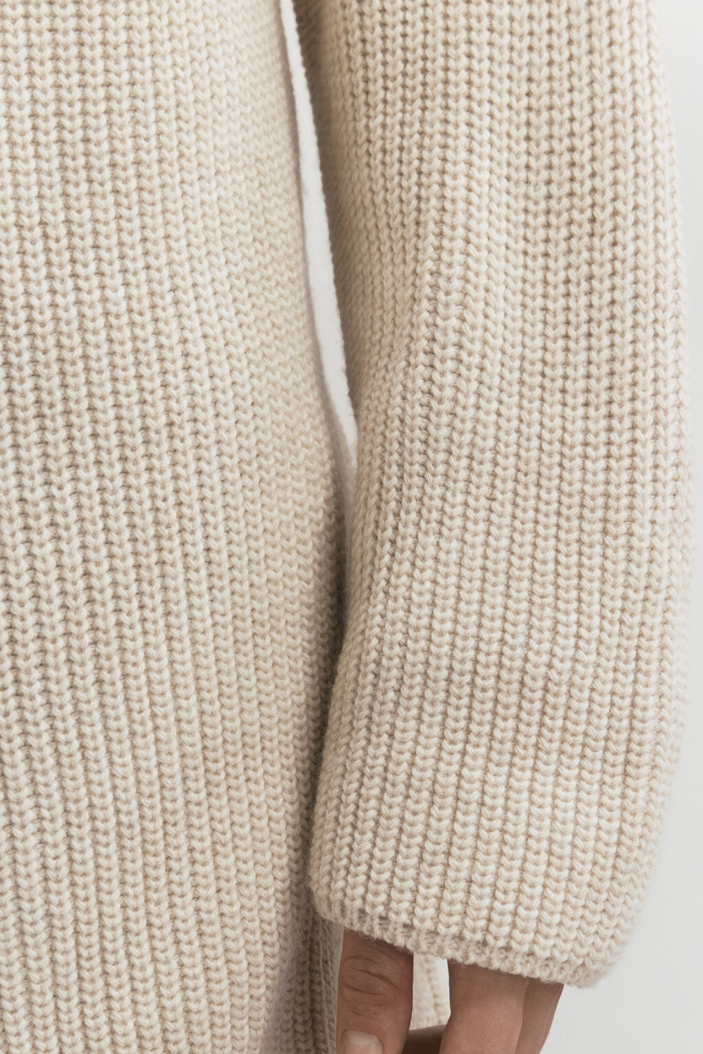 Свитер вязаный с воротником-стойкой на молнии - цвет бежевый - 7