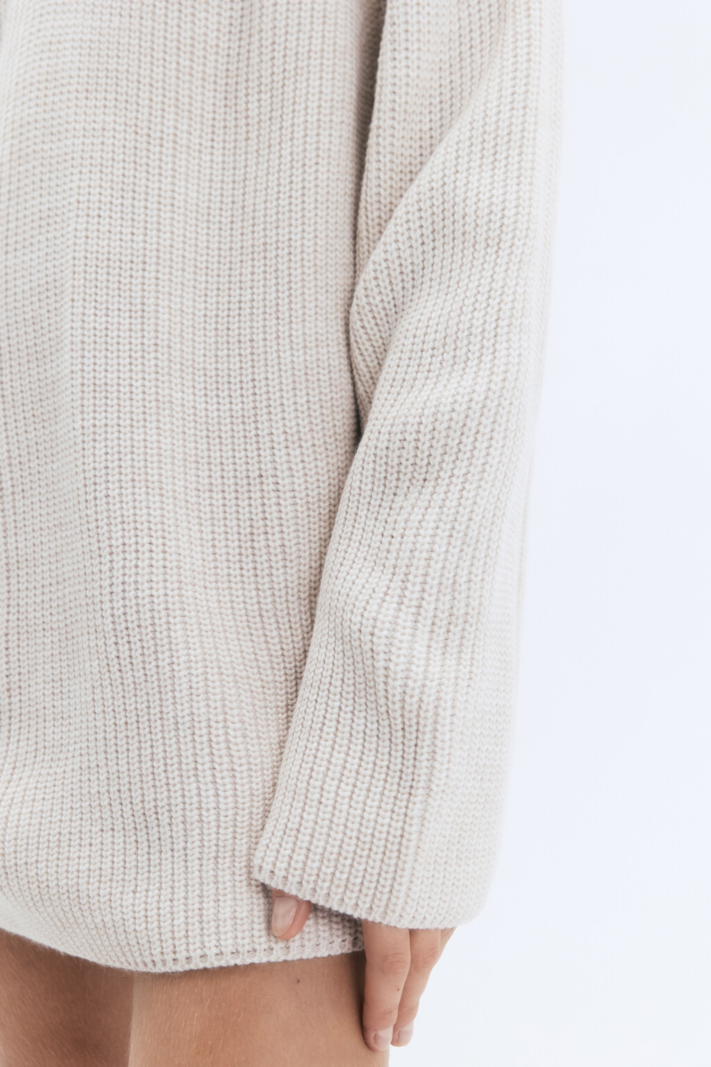 Свитер вязаный с воротником-стойкой на молнии - цвет бежевый - 8