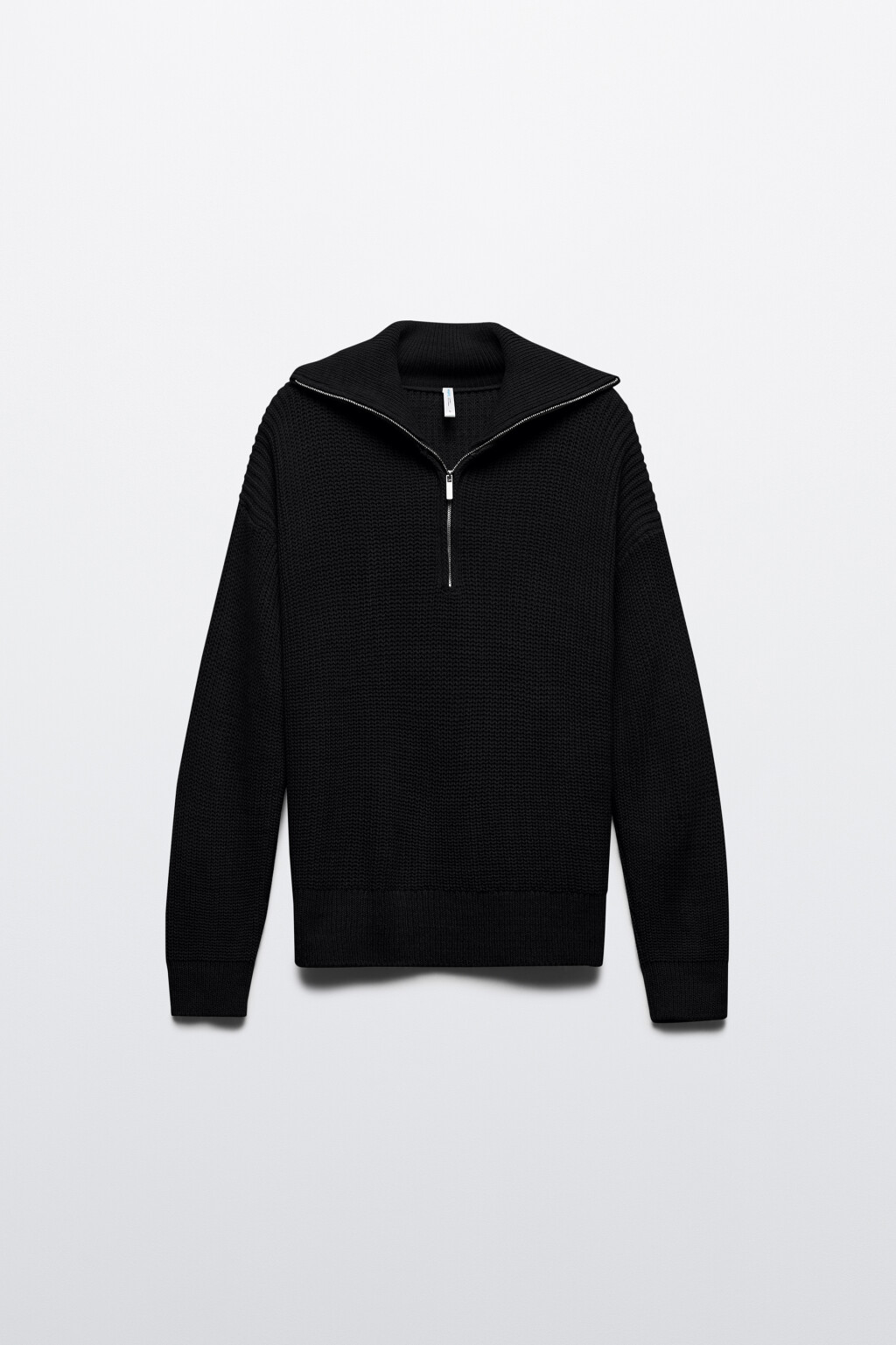 Свитер half-zip вязаный в рубчик - цвет черный - 9