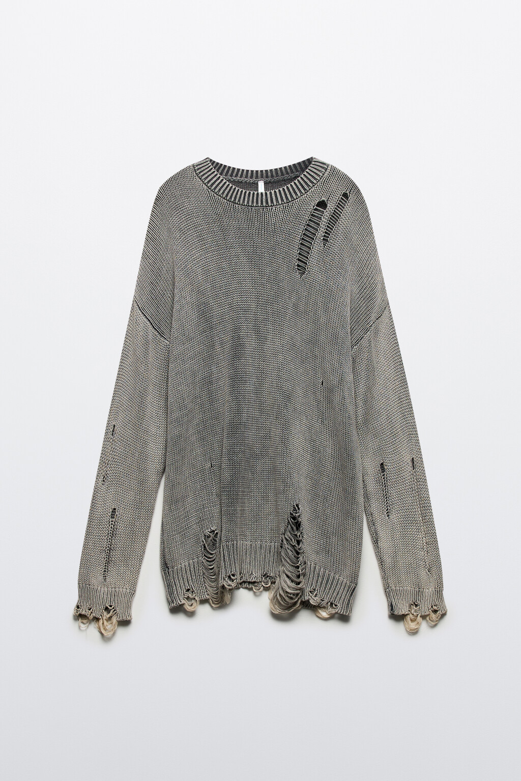Джемпер вязаный рваный с вареным эффектом - цвет серый - 8