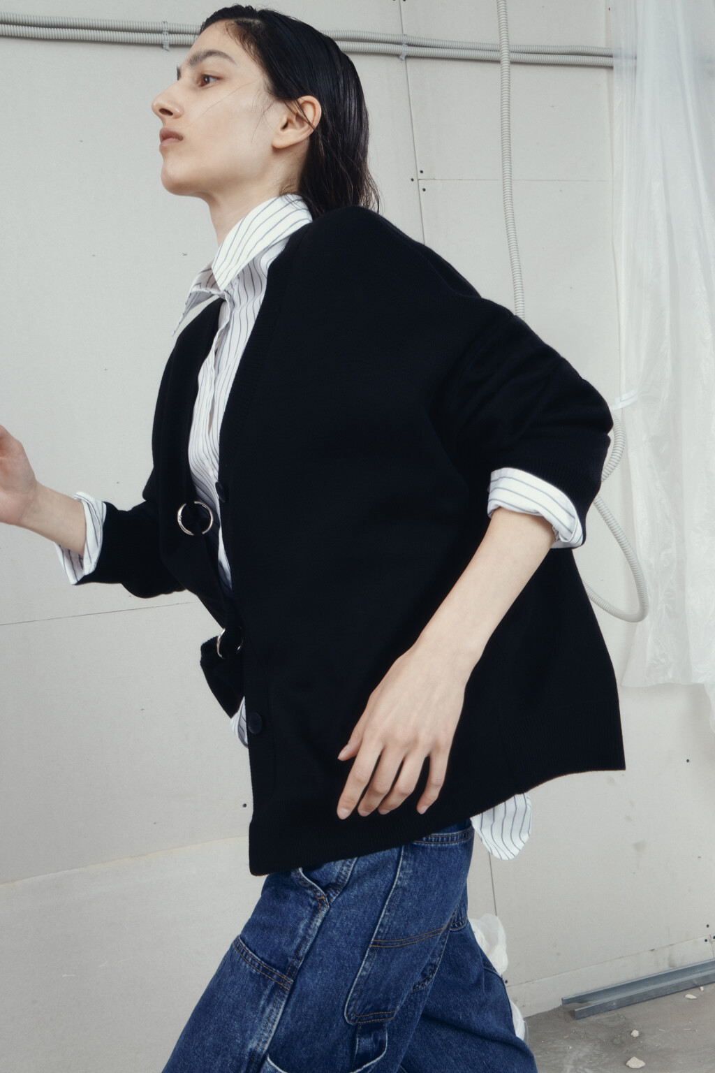 Кардиган вязаный жаккардовый на пуговицах - цвет черный - 9