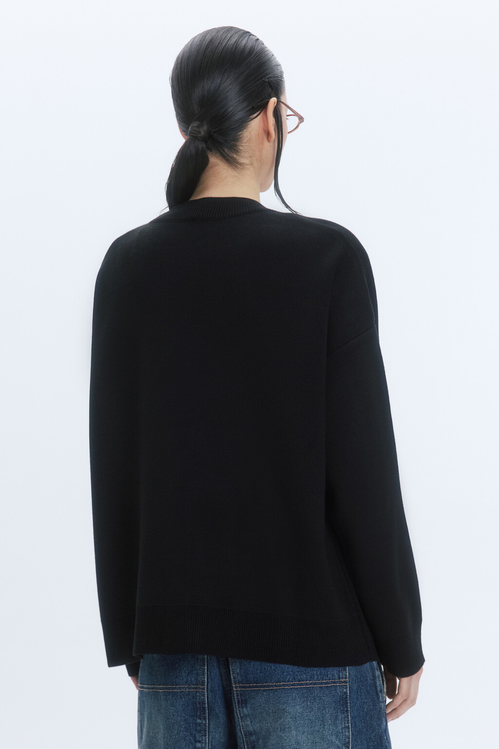 Кардиган вязаный жаккардовый на пуговицах - цвет черный - 5