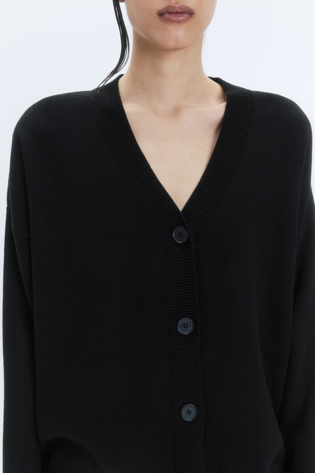 Кардиган вязаный жаккардовый на пуговицах - цвет черный - 7