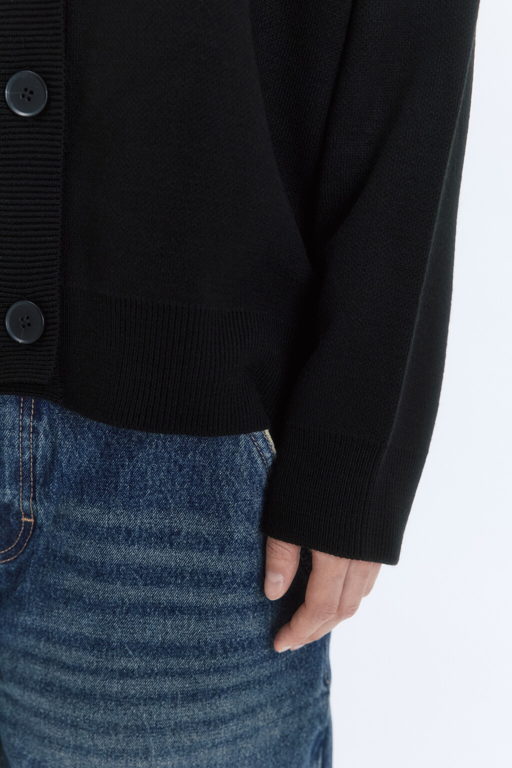 Кардиган вязаный жаккардовый на пуговицах - цвет черный - 8