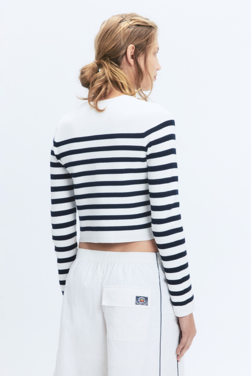 Жакет вязаный жаккардовый на пуговицах - цвет синий - 4