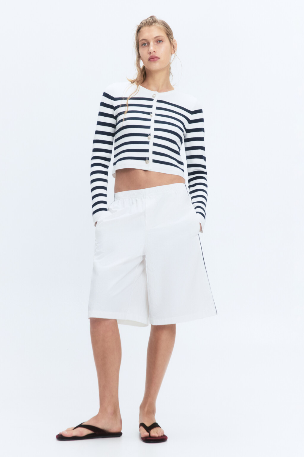 Жакет вязаный жаккардовый на пуговицах - цвет синий - 5