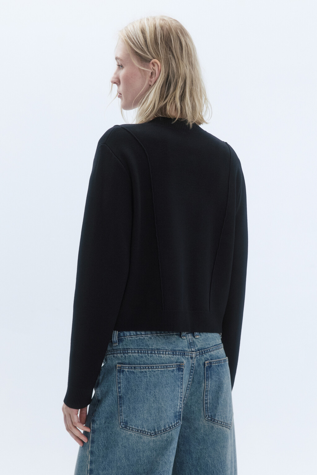 Кардиган на молнии с воротником бомбера - цвет черный - 5