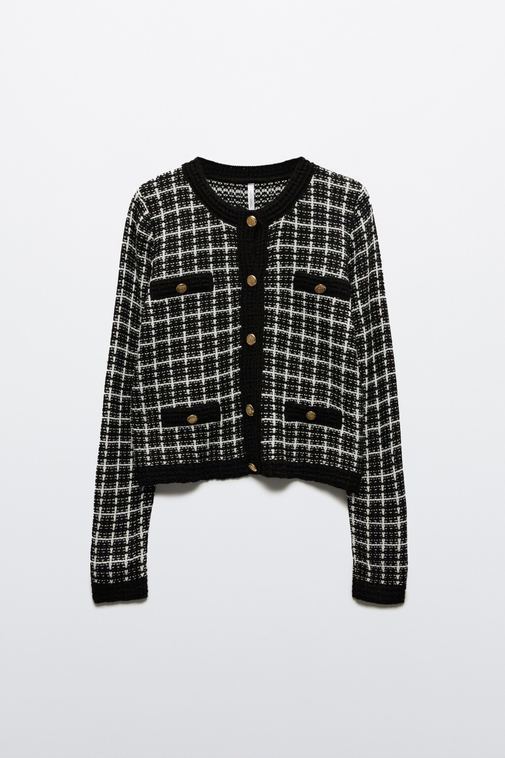 Кардиган вязаный укороченный с круглым вырезом - цвет черный - 9