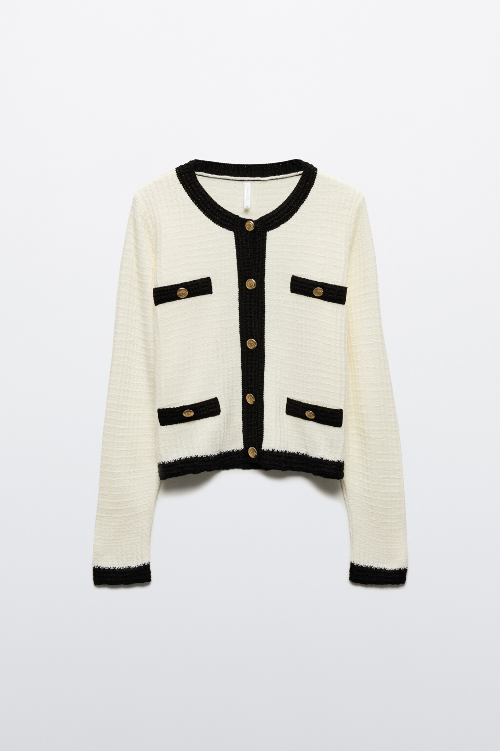 Кардиган вязаный укороченный с круглым вырезом - цвет молочный - 8