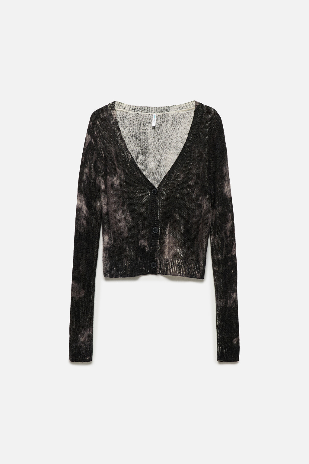 Кардиган на пуговицах вязаный с принтом тай-дай - цвет черный - 10