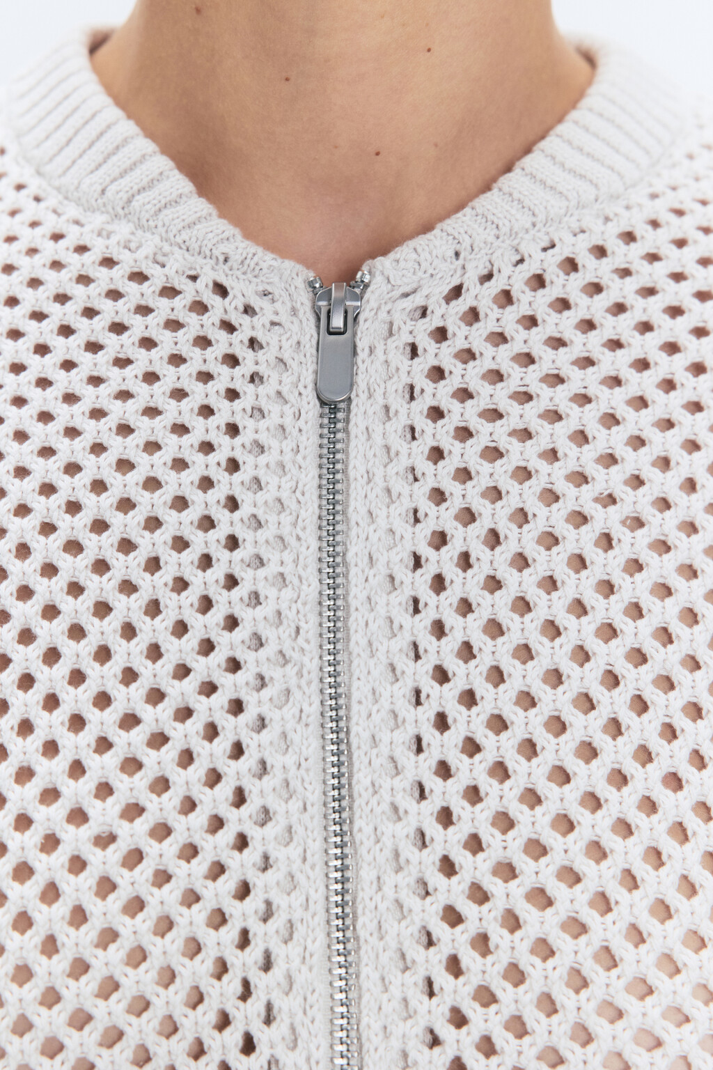 Кардиган вязаный ажурный на молнии - цвет бежевый - 6