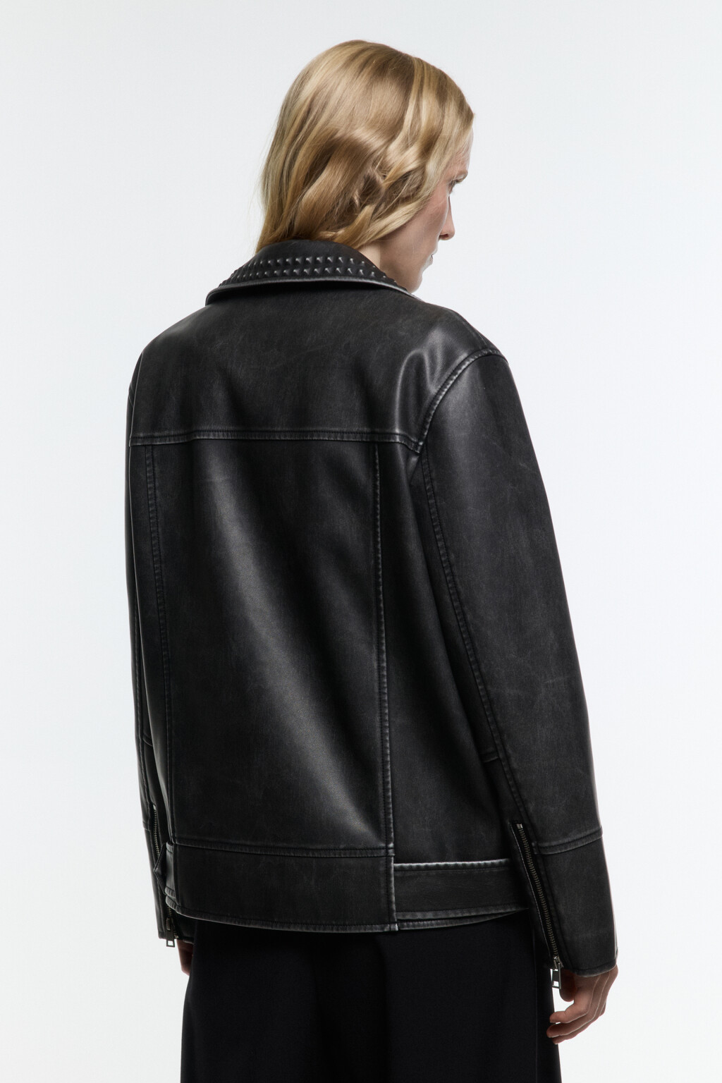 Куртка-косуха oversize с металлическим декором - цвет черный - 5