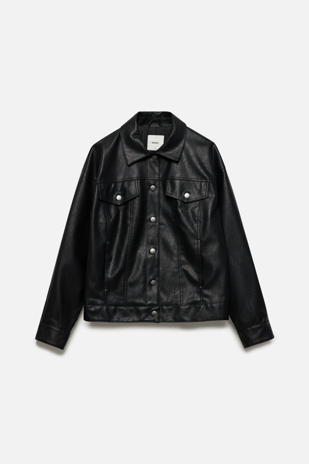 Куртка-рубашка из искусственной кожи - цвет черный - 10