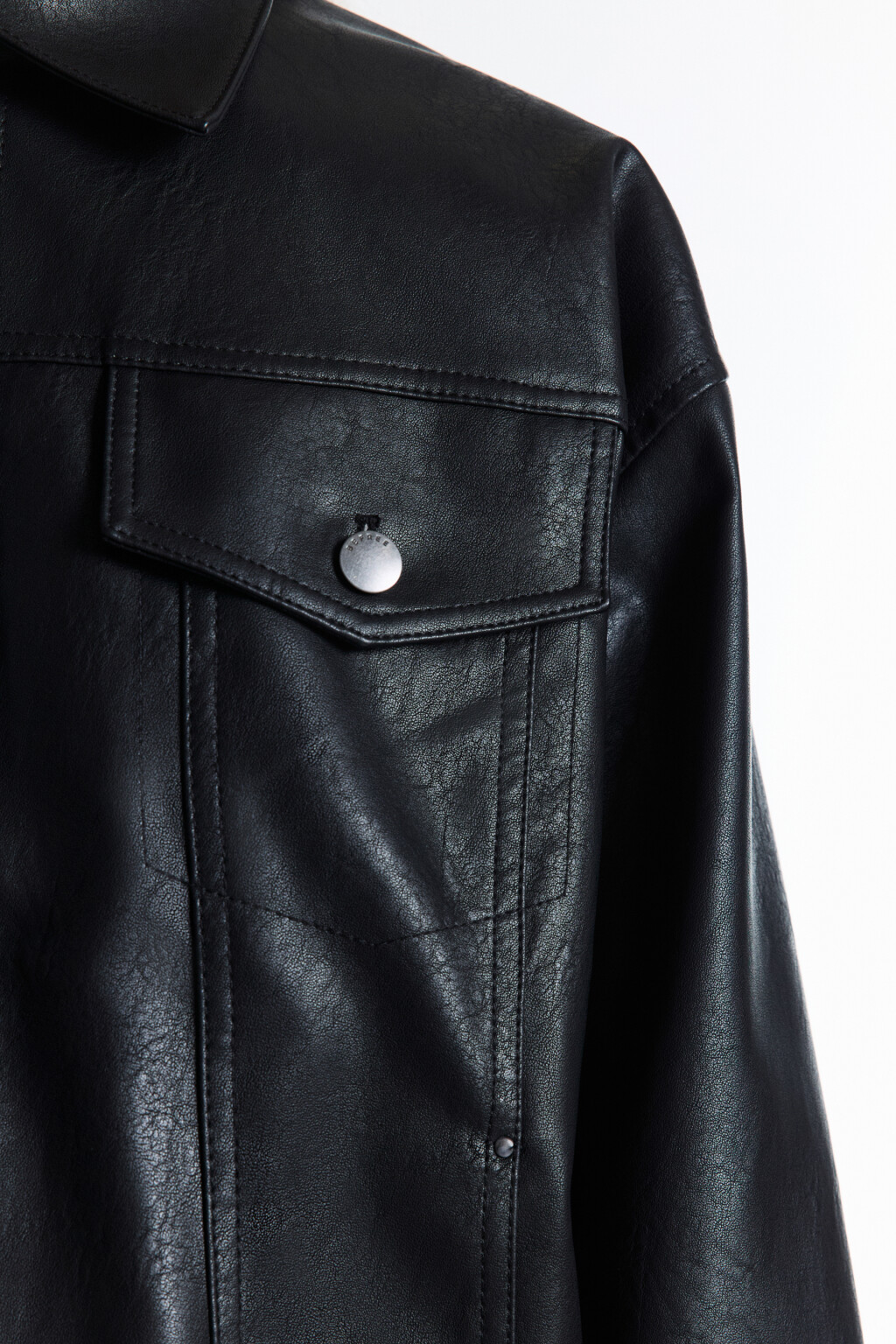 Куртка-рубашка из искусственной кожи - цвет черный - 7