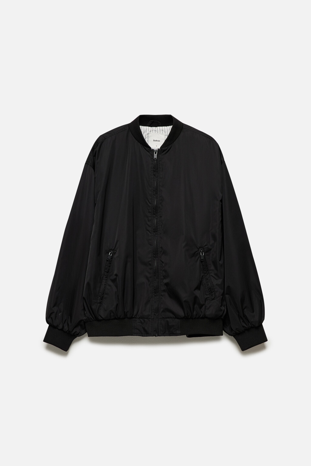 Куртка-бомбер oversize с подкладкой в полоску - цвет черный - 11